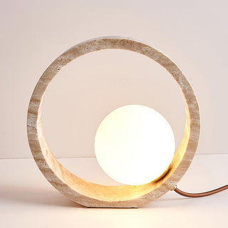 Q Circle Sculptural Travertine Table Light