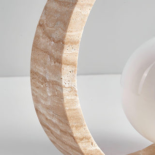 Q Circle Sculptural Travertine Table Light