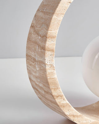 Q Circle Sculptural Travertine Table Light