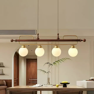 Quad Sphere Modern Wood Chandelier