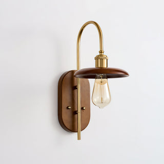 Kael Rustic Wood & Brass Wall Sconce