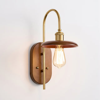 Kael Rustic Wood & Brass Wall Sconce
