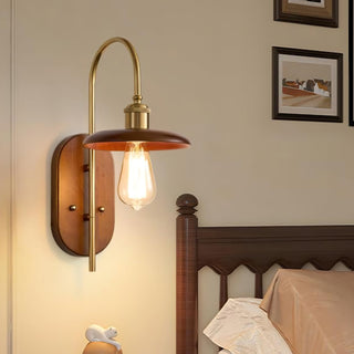 Kael Rustic Wood & Brass Wall Sconce