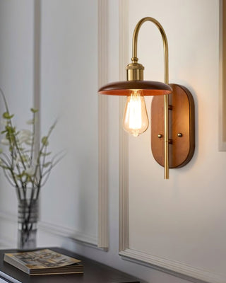 Kael Rustic Wood & Brass Wall Sconce