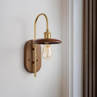 Kael Rustic Wood & Brass Wall Sconce