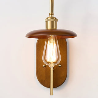 Kael Rustic Wood & Brass Wall Sconce