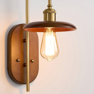 Kael Rustic Wood & Brass Wall Sconce