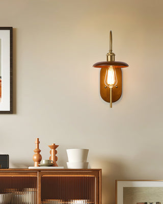Kael Rustic Wood & Brass Wall Sconce