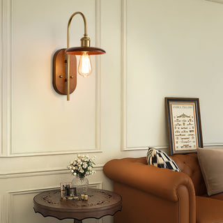 Kael Rustic Wood & Brass Wall Sconce