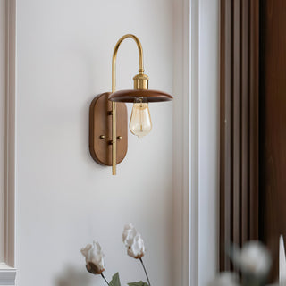 Kael Rustic Wood & Brass Wall Sconce