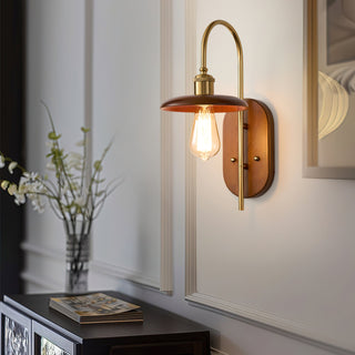 Kael Rustic Wood & Brass Wall Sconce