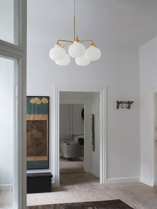 Raito Mid-Century Brass Glass Pendant