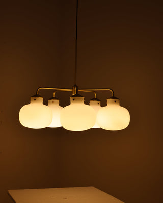 Raito Mid-Century Brass Glass Pendant