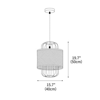Rattan Aru Sculptural Iron Pendant Light