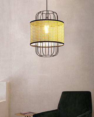 Rattan Aru Sculptural Iron Pendant Light