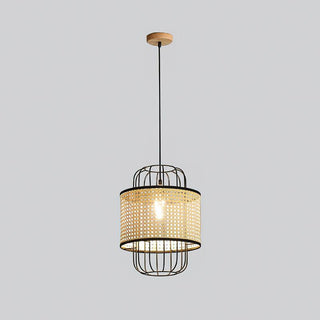 Rattan Aru Sculptural Iron Pendant Light