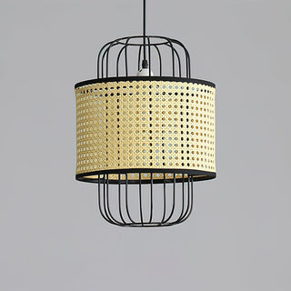 Rattan Aru Sculptural Iron Pendant Light