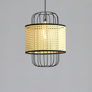 Rattan Aru Sculptural Iron Pendant Light