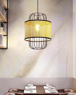 Rattan Aru Sculptural Iron Pendant Light