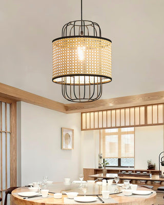 Rattan Aru Sculptural Iron Pendant Light