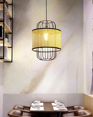 Rattan Aru Sculptural Iron Pendant Light