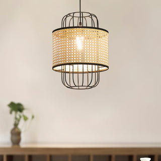 Rattan Aru Sculptural Iron Pendant Light