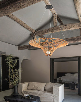Rattan Water Lily Oriental Rattan Pendant Light