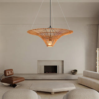 Rattan Water Lily Oriental Rattan Pendant Light