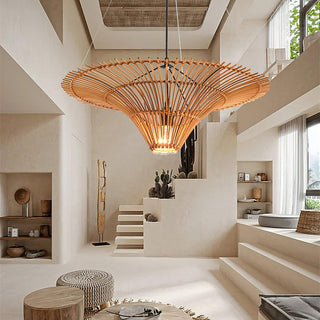 Rattan Water Lily Oriental Rattan Pendant Light