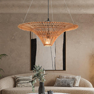 Rattan Water Lily Oriental Rattan Pendant Light