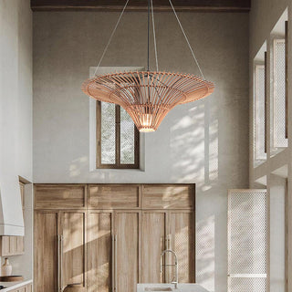 Rattan Water Lily Oriental Rattan Pendant Light