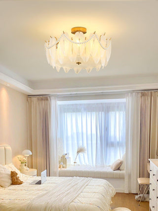 Retro Feather Romantic Glass Ceiling Light