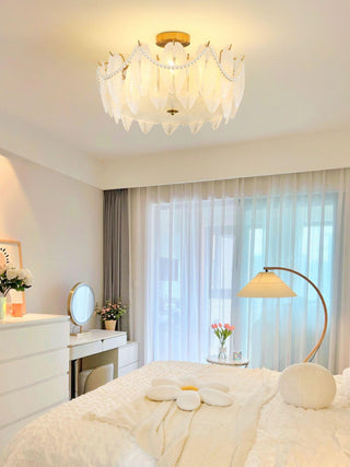 Retro Feather Romantic Glass Ceiling Light