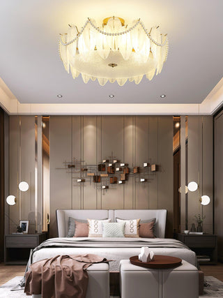 Retro Feather Romantic Glass Ceiling Light