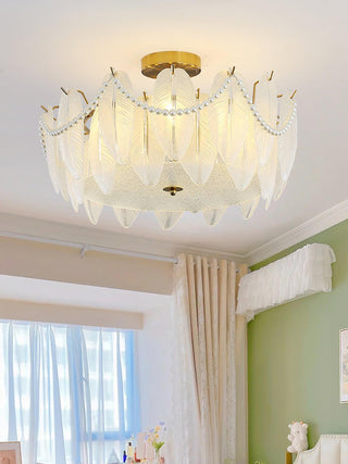 Retro Feather Romantic Glass Ceiling Light