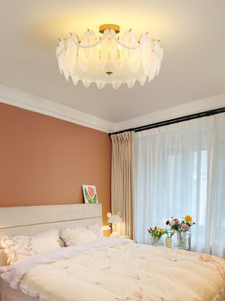 Retro Feather Romantic Glass Ceiling Light