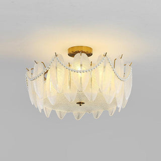 Retro Feather Romantic Glass Ceiling Light