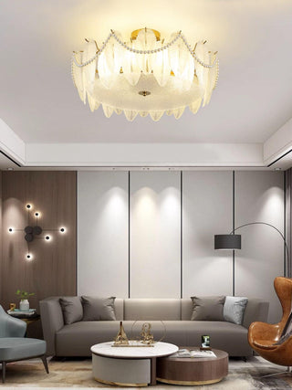 Retro Feather Romantic Glass Ceiling Light