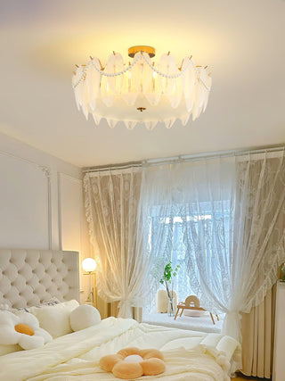 Retro Feather Romantic Glass Ceiling Light