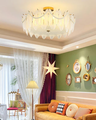 Retro Feather Romantic Glass Ceiling Light