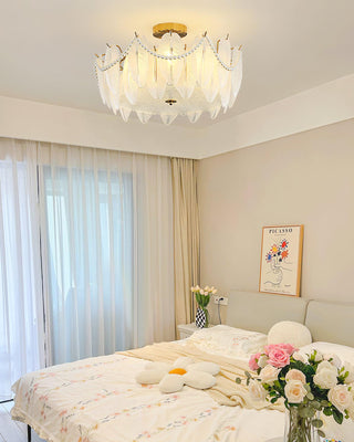Retro Feather Romantic Glass Ceiling Light