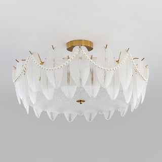 Retro Feather Romantic Glass Ceiling Light