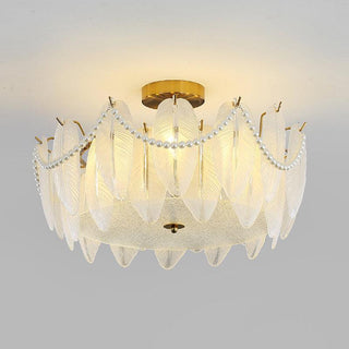 Retro Feather Romantic Glass Ceiling Light