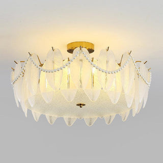 Retro Feather Romantic Glass Ceiling Light
