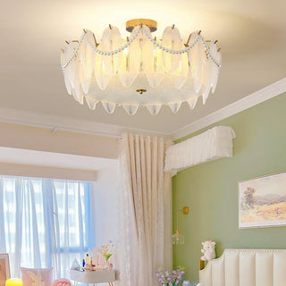 Retro Feather Romantic Glass Ceiling Light