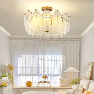 Retro Feather Romantic Glass Ceiling Light