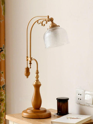Gooseneck Retro Wood Table Light