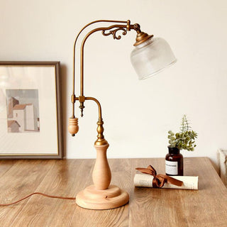 Gooseneck Retro Wood Table Light