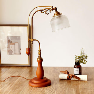 Gooseneck Retro Wood Table Light