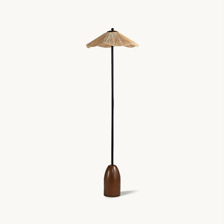 Kaelen Bohemian Rattan Wood Floor Lamp